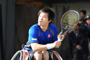 12月、日本のマスターズで優勝した国枝慎吾／撮影：吉村もと＝吉田記念テニス研修センターにて