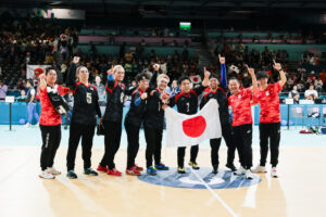 男子ゴールボールが初優勝！ 延長戦の末にウクライナに勝利した＝パリ南アリーナ（撮影／植原義晴）