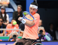 シングルス決勝でストレート勝ちをおさめた
小田。大会3連覇を果たした＝有明コロシアム（撮影／植原義晴）