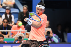 シングルス決勝でストレート勝ちをおさめた
小田。大会3連覇を果たした＝有明コロシアム（撮影／植原義晴）