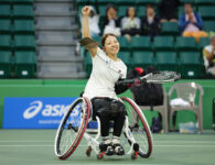 前日のダブルスに続いて、シングルスでも優勝を果たした田中愛美=モリタテニスセンター靱(撮影/植原義晴)